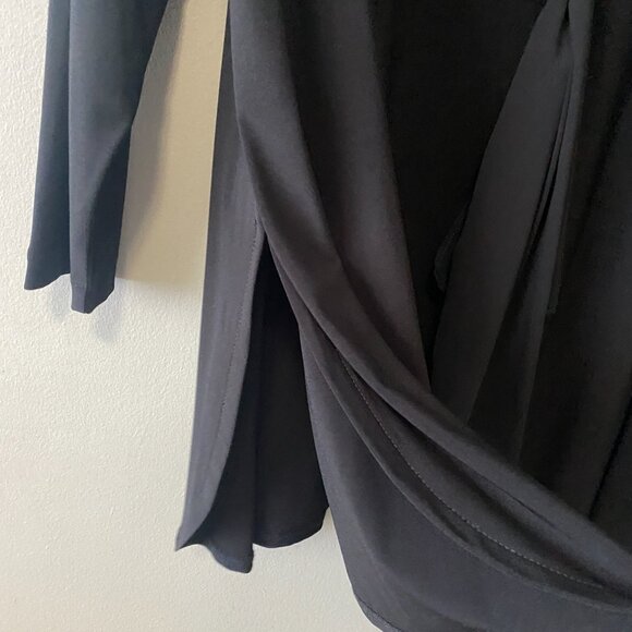 Brian Bailey Black V-Neck Long Sleeve Top With Sheer Scarf - Picture 10 of 11